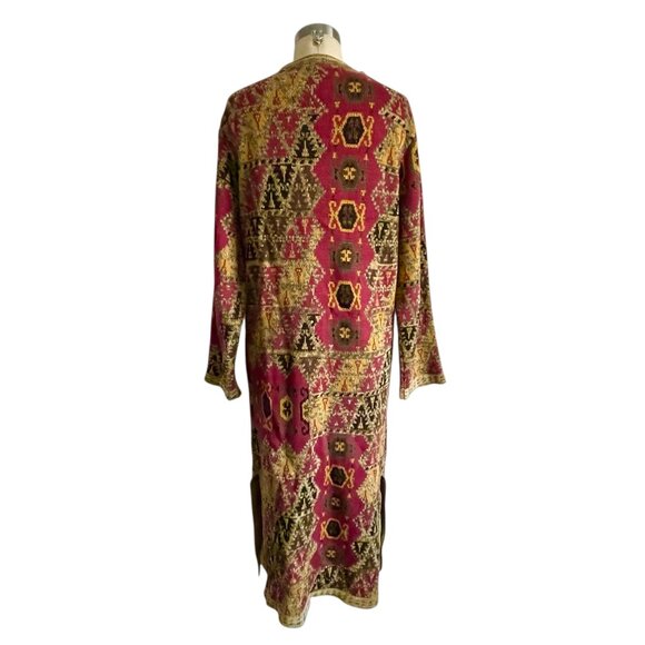 Soft Surroundings Tapestry Print Duster Maxi Sweater Coat - S - Picture 6 of 8